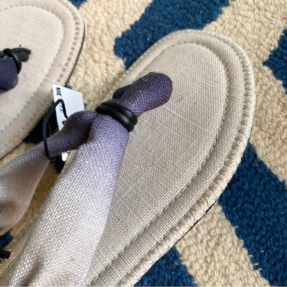 🐚 ZARA BOHO LEATHER GREY WHITE OMBRE WRAP GLADIATOR FLIP FLOPS! - Picture 9 of 16